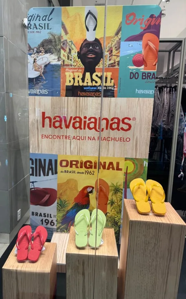 Best-Brazil-Souvenirs A store window display featuring Havaianas.