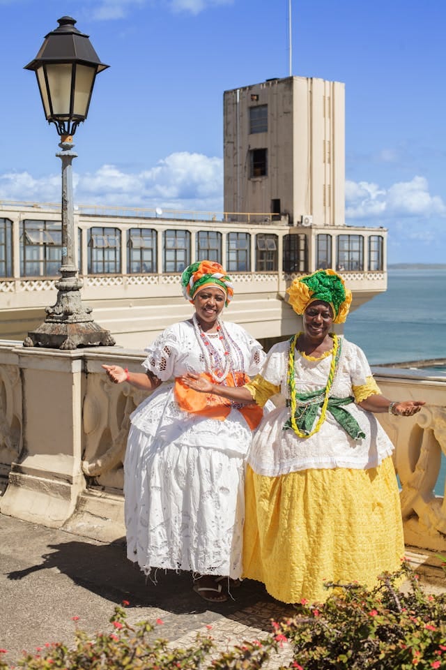is-salvador-brazil-safe Baianas in front of the Lacerda Elevator