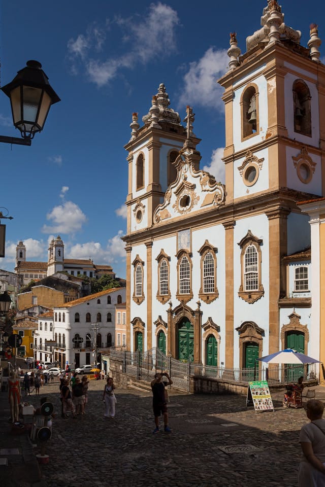 is-salvador-brazil-safe Tourists in front of a church in Pelourinho