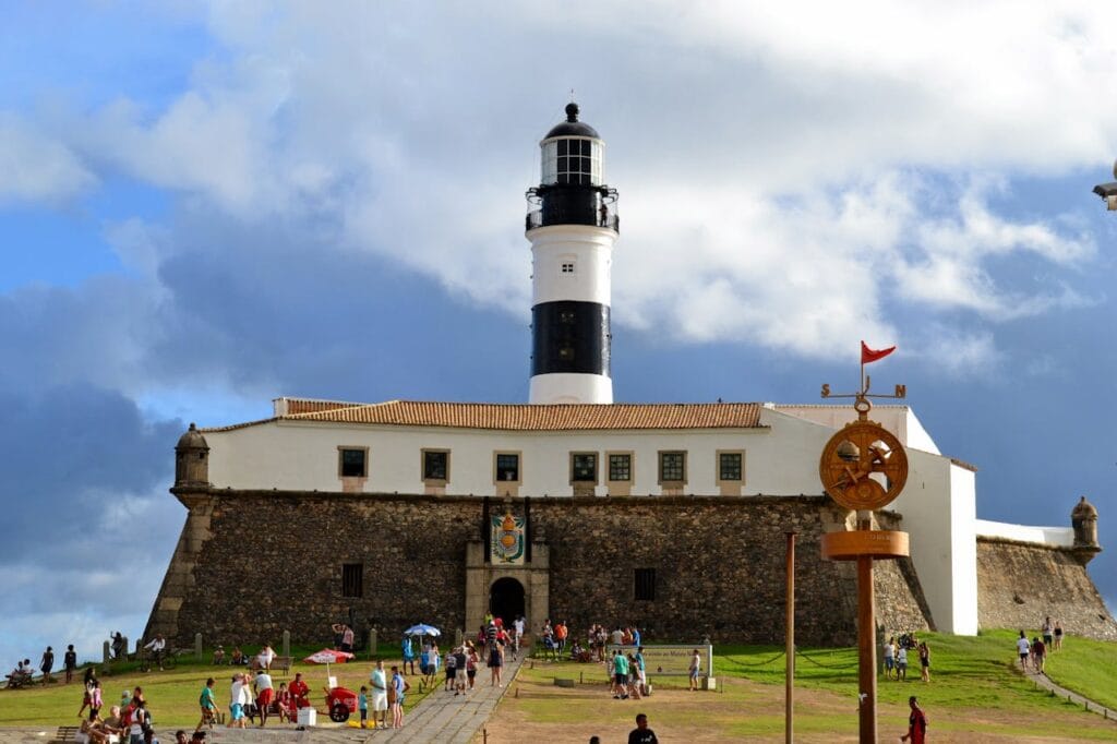 is-salvador-brazil-safe Tourists visiting the Farol da Barra in Salvador