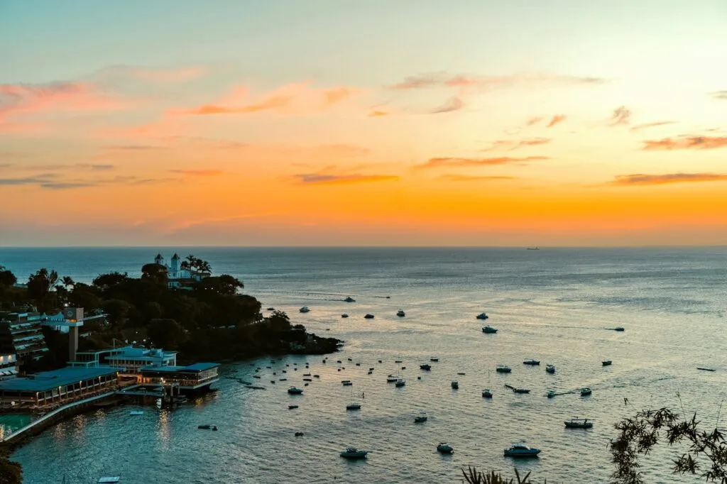 view of sunset and sea salvador brazil