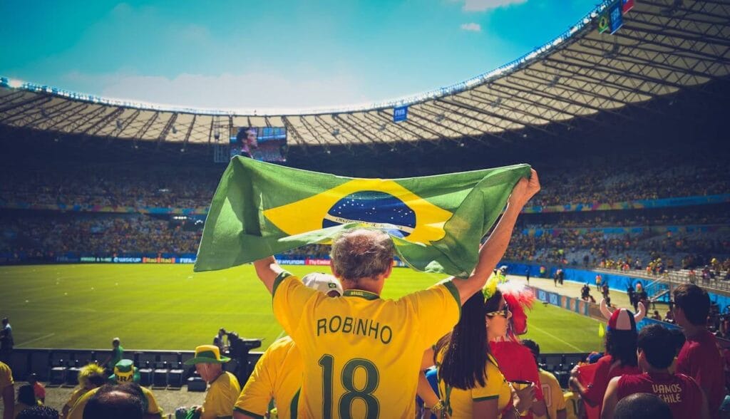 View of man at stadium in Sao Paulo